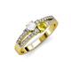 3 - Zaira White and Yellow Sapphire with Side Diamonds Split Shank Ring 