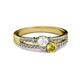 2 - Zaira White and Yellow Sapphire with Side Diamonds Split Shank Ring 