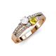 3 - Zaira White and Yellow Sapphire with Side Diamonds Split Shank Ring 