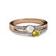 2 - Zaira White and Yellow Sapphire with Side Diamonds Split Shank Ring 