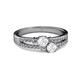 2 - Zaira White Sapphire with Side Diamonds Split Shank Ring 