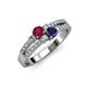 3 - Zaira Ruby and Blue Sapphire with Side Diamonds Split Shank Ring 