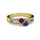 2 - Zaira Ruby and Blue Sapphire with Side Diamonds Split Shank Ring 