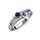 3 - Zaira Ruby and Tanzanite with Side Diamonds Split Shank Ring 