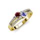 3 - Zaira Ruby and Tanzanite with Side Diamonds Split Shank Ring 