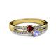 2 - Zaira Ruby and Tanzanite with Side Diamonds Split Shank Ring 