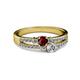 2 - Zaira Ruby and Diamond with Side Diamonds Split Shank Ring 