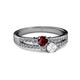 2 - Zaira Ruby and White Sapphire with Side Diamonds Split Shank Ring 