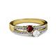 2 - Zaira Ruby and White Sapphire with Side Diamonds Split Shank Ring 