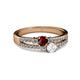 2 - Zaira Ruby and White Sapphire with Side Diamonds Split Shank Ring 