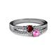 2 - Zaira Ruby and Pink Sapphire with Side Diamonds Split Shank Ring 