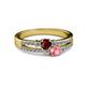 2 - Zaira Ruby and Pink Tourmaline with Side Diamonds Split Shank Ring 