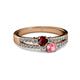 2 - Zaira Ruby and Pink Tourmaline with Side Diamonds Split Shank Ring 