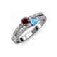 3 - Zaira Ruby and Blue Topaz with Side Diamonds Split Shank Ring 