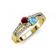 3 - Zaira Ruby and Blue Topaz with Side Diamonds Split Shank Ring 