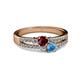 2 - Zaira Ruby and Blue Topaz with Side Diamonds Split Shank Ring 