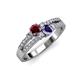 3 - Zaira Ruby and Iolite with Side Diamonds Split Shank Ring 