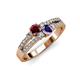 3 - Zaira Ruby and Iolite with Side Diamonds Split Shank Ring 