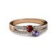 2 - Zaira Ruby and Iolite with Side Diamonds Split Shank Ring 