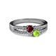 2 - Zaira Ruby and Peridot with Side Diamonds Split Shank Ring 