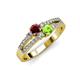 3 - Zaira Ruby and Peridot with Side Diamonds Split Shank Ring 