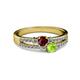 2 - Zaira Ruby and Peridot with Side Diamonds Split Shank Ring 