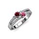 3 - Zaira Ruby and Rhodolite Garnet with Side Diamonds Split Shank Ring 
