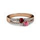 2 - Zaira Ruby and Rhodolite Garnet with Side Diamonds Split Shank Ring 