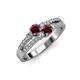 3 - Zaira Ruby and Red Garnet with Side Diamonds Split Shank Ring 