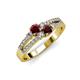3 - Zaira Ruby and Red Garnet with Side Diamonds Split Shank Ring 