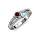 3 - Zaira Ruby and Aquamarine with Side Diamonds Split Shank Ring 