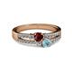 2 - Zaira Ruby and Aquamarine with Side Diamonds Split Shank Ring 