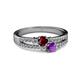 2 - Zaira Ruby and Amethyst with Side Diamonds Split Shank Ring 