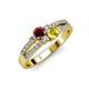 3 - Zaira Ruby and Yellow Sapphire with Side Diamonds Split Shank Ring 