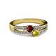 2 - Zaira Ruby and Yellow Sapphire with Side Diamonds Split Shank Ring 