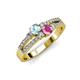 3 - Zaira Aquamarine and Pink Sapphire with Side Diamonds Split Shank Ring 
