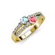 3 - Zaira Aquamarine and Pink Tourmaline with Side Diamonds Split Shank Ring 