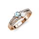 3 - Zaira Aquamarine and White Sapphire with Side Diamonds Split Shank Ring 