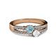 2 - Zaira Aquamarine and White Sapphire with Side Diamonds Split Shank Ring 