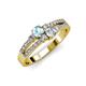 3 - Zaira Aquamarine and Diamond with Side Diamonds Split Shank Ring 