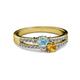 2 - Zaira Aquamarine and Citrine with Side Diamonds Split Shank Ring 