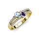 3 - Zaira Aquamarine and Iolite with Side Diamonds Split Shank Ring 