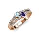 3 - Zaira Aquamarine and Iolite with Side Diamonds Split Shank Ring 