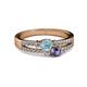 2 - Zaira Aquamarine and Iolite with Side Diamonds Split Shank Ring 