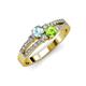 3 - Zaira Aquamarine and Peridot with Side Diamonds Split Shank Ring 