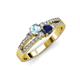 3 - Zaira Aquamarine and Blue Sapphire with Side Diamonds Split Shank Ring 