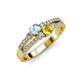 3 - Zaira Aquamarine and Yellow Sapphire with Side Diamonds Split Shank Ring 