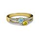 2 - Zaira Aquamarine and Yellow Sapphire with Side Diamonds Split Shank Ring 