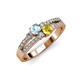 3 - Zaira Aquamarine and Yellow Sapphire with Side Diamonds Split Shank Ring 