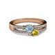 2 - Zaira Aquamarine and Yellow Sapphire with Side Diamonds Split Shank Ring 